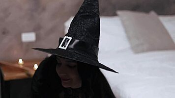 Halloween witch fucked hard by stranger in bedroom