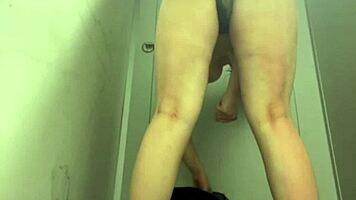 horny bbw teen fingers fat pussy to orgasm in public locker