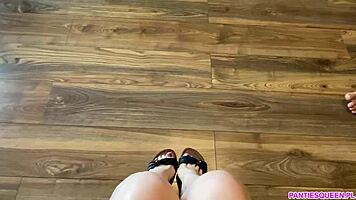 Young babe's feet make huge cock cum explosively hard