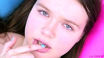 Russian model reveals her curves on the sofa during casting