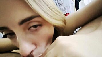 Deepthroat gagging on wet cock with sloppy spit and ball licking!