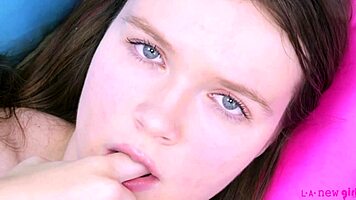 Russian model reveals her curves on the sofa during casting