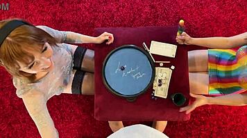 Petite brunette alice and redhead bff dice challenge backstage?