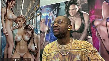 Petite Transgender Girl Cock Sucked Fetish Cumshot Train Ride Shower