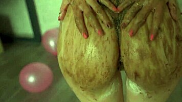 perfect ass cheerleader crushes cake in lingerie showing off small tits and curves