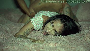 petite brunette with tight pussy and small tits shows off her big cock handling skills in one hot hour