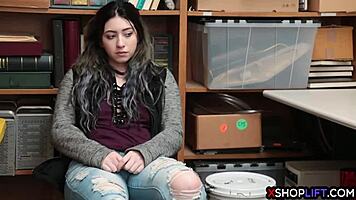 hey check out this teen shoplifter getting busted and pounded by mall cop's fat cock