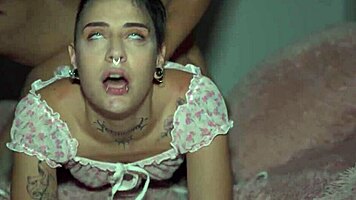 petite brunette with tight pussy and small tits shows off her big cock handling skills in one hot hour