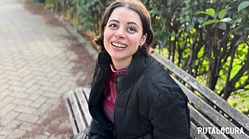 damn torbe catches busty latina lulita and she gulps every drop of cum on her knees?