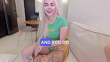 Petite Blonde Latina Squirts Sloppy Interview Ball Sucking Big Tits Ride