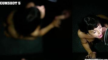 Ten massive gloryhole cumshots drained straight down her throat in a row!
