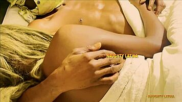 Ebony college babe's wet pussy pounded in threesome by roommates after class