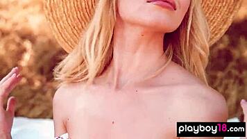 Petite blonde 18+ angel sway strips to reveal juicy shaved pussy outdoor