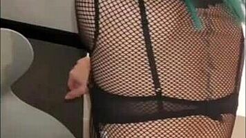 lesbian babe tries huge cock bent over doggystyle creampie