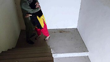 hey check out this horny babe on the stairs