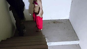 hey check out this horny babe on the stairs