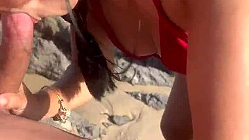 Work friend's huge cock creampies Brazilian slut on beach party