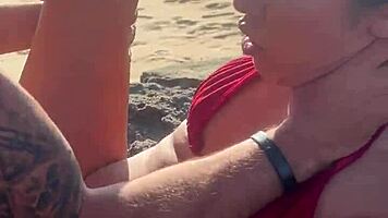 Work friend's huge cock creampies Brazilian slut on beach party