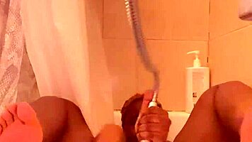 wet blonde teen fingers her dripping pussy in steamy shower solo