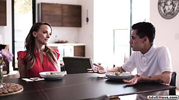 Stepmom Uses Tongue To Train Young Stud's Manners Properly