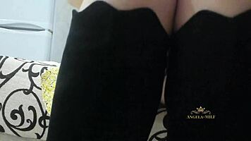 Milf Fingers Hairy Pussy Desperately Awaiting Young Stud's Dick