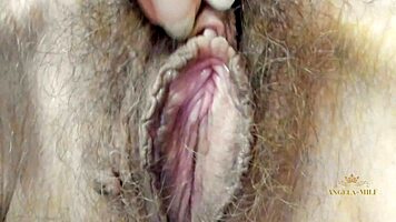 Milf Fingers Hairy Pussy Desperately Awaiting Young Stud's Dick
