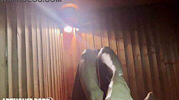 violeta grey teases sizzling sauna footjob with dripping tits 👣💦