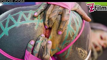 Naughty hippie slut takes big cock deep anal doggystyle pounding