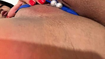 dirty colombian bitch rubs pearls on pussy masturbates without panties huge ass