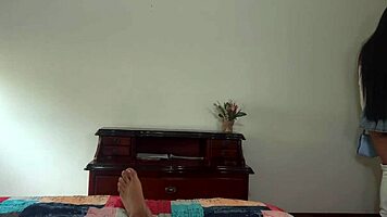 Naughty teen deepthroats stepdad's cock wet and deep