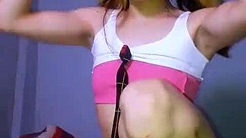 Bonneyuwu rips skirt masturbates dripping on huge dildo 💦😈