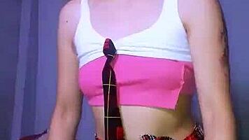 Bonneyuwu rips skirt masturbates dripping on huge dildo 💦😈