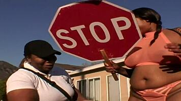 Big booty ebony teen pimped by mature woman for rough face fuck