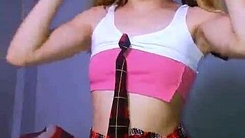 Bonneyuwu rips skirt masturbates dripping on huge dildo 💦😈