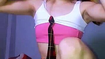 Bonneyuwu rips skirt masturbates dripping on huge dildo 💦😈