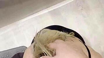 Blonde Big Tits Mommy Deepthroats Monster Cock in Steamy Bath