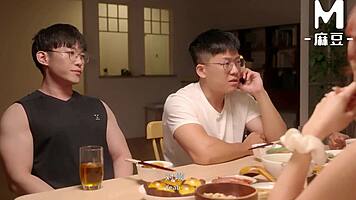 mid-autumn party turns wild as big tits asian milf takes virginity cowgirl style