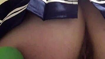 russian brunette rides dildo reverse cowgirl sucking fingers close-up skirt