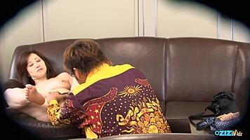 yo this bitch chills on the sofa, primed for ROUGH DRILLING her tight pussy