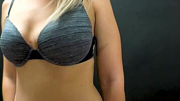 brunette coed sabrina teases her small tits and pussy while sucking hard cock