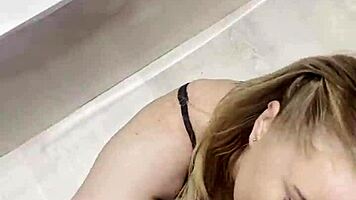 Blonde Big Tits Mommy Deepthroats Monster Cock in Steamy Bath