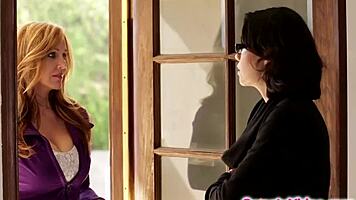 teen cheerleader eagerly licks milf coach hairy pussy