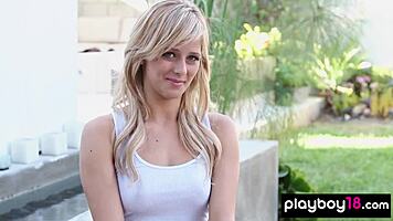 Audrey Allen Strips Teasing Big Tits Shaved Pussy Curves