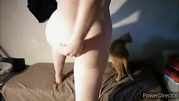 teal in black bikini teases natural tits during solo anal toy play