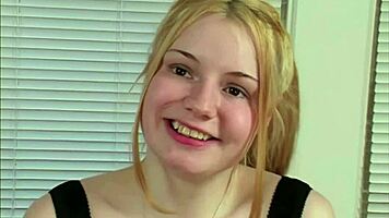 Desperate blonde Tatiana sucks cock while petite Asian Nikko fucked doggystyle by monster