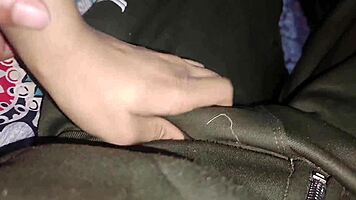 Stepbrother gropes my boobs and wet shaved pussy at night