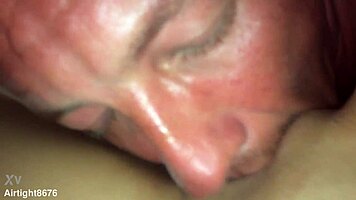 Daddy's tongue dives deep making tight slut moan to orgasm