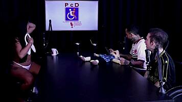 tifany rocha's sheer red outfit leads to wild bdsm toy casting fuck highlights