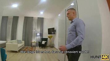 Hunt4k. Sexy Czech teen in tight suit shows off skills for cash