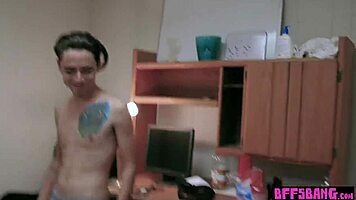 hot teen bffs strip pong turns bisexual orgy pounding